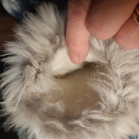 Children's Leather and Real Fur mittens - green leather - Picture 10 of 11